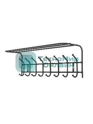 Вешалка с полкой Ника-Премиум ВП8М/Ч черная, 8 крючков