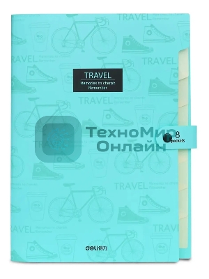 Папка-портфель Deli 5737 на кнопке 8 отделений, A4, пластик, ассорти