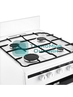 Плита газовая Hansa FCGW51001 белый, конфорок 4 шт, духовка 56 л, 50 см x 85 см x 60 см