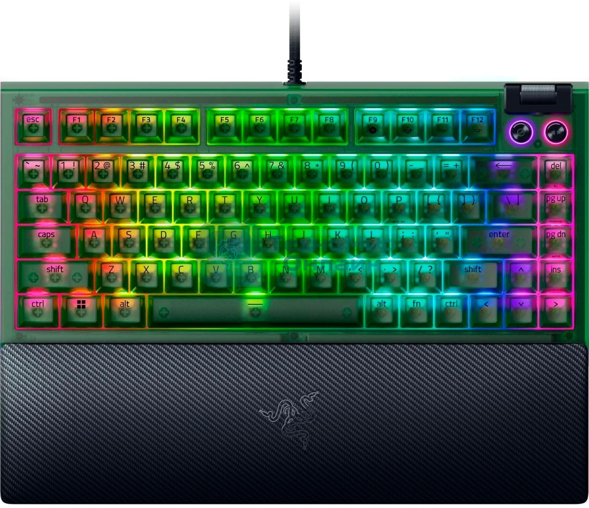 Клавиатура Razer BlackWidow V4 75% Orange Switch Phantom Green Edition проводная, USB Type-A, зелёный