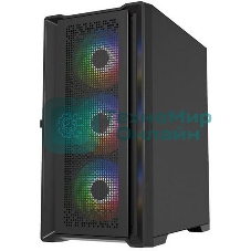 Компьютерный корпус Powercase ByteFlow Micro Black, Tempered Glass, 4х 120мм ARGb fans, ARGb HUB, черный, mATX (CAMBFB-A4)