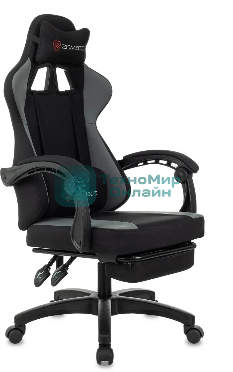 Кресло Zombie Weaver черный/серый, ткань, подголовник, подставка для ног