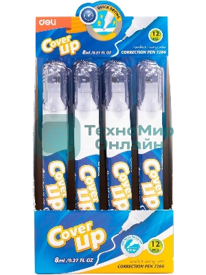 Ручка корректор Deli E7286 шариковый белый 8мл