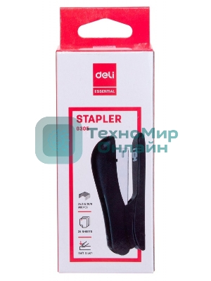 Степлер Deli E0305 Essential 24/6 26/6 (20 листов) ассорти 100скоб коробка