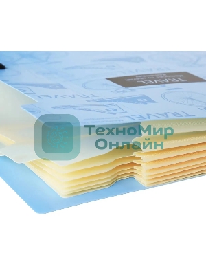 Папка-портфель Deli 5737 на кнопке 8 отделений, A4, пластик, ассорти