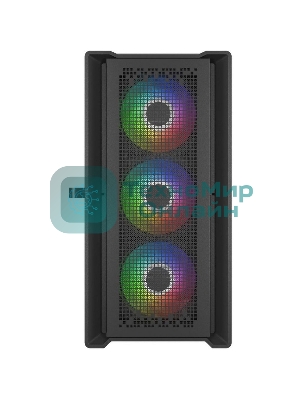 Компьютерный корпус Powercase ByteFlow Micro Black, Tempered Glass, 4х 120мм ARGb fans, ARGb HUB, черный, mATX (CAMBFB-A4)