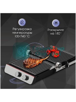 Гриль электрический Zigmund & Shtain ZEG-926 черный/серебристый, 2000 Вт