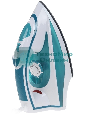 Утюг Delta LUX DL-352 белый с бирюзовым, 2200 Вт, 30 г/мин, 140 г/мин, 300 мл