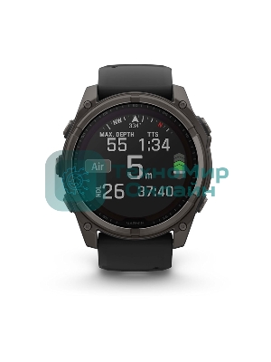 Смарт-часы Garmin Fenix 8 Solar Sapphire титановый угольно-серый DLC, черный 51мм