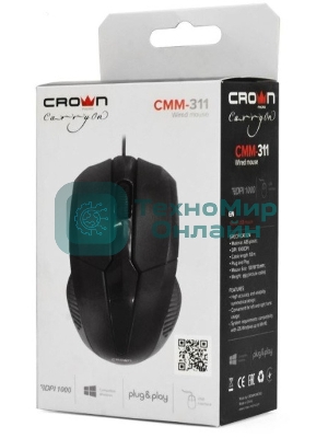 Мышь проводная CROWN CMM-311 черный