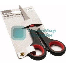 Ножницы Buro Smart, универсальные, 170мм, ручки с резиновой вставкой, черный/красный