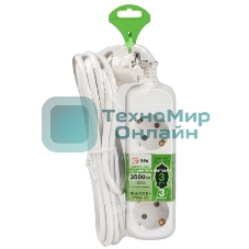 Удлинитель электрический ЭРА UDL-16-330-E Greenline 3 розетки с заземлением 3м ПВС 3x1мм2