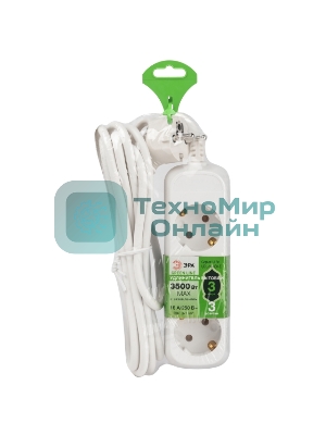 Удлинитель электрический ЭРА UDL-16-330-E Greenline 3 розетки с заземлением 3м ПВС 3x1мм2