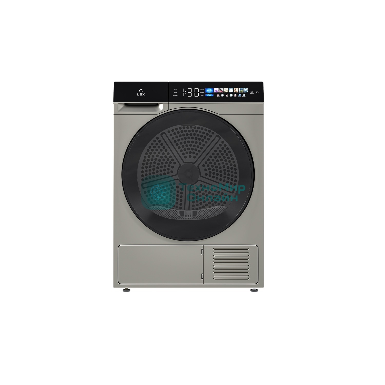 Сушильная машина LEX LDM12GrBlThD серый, 10 кг, сушка - конденсационная, программ - 16, 60 x 85 x 62 см