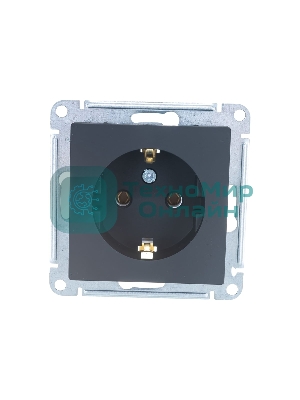 Механизм розетки 1-м СП AtlasDesign с заземл. 16А карбон SchE ATN001043