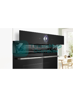 Духовой шкаф Bosch HSG7361B1 Home Connect!! Serie 8, черный, 21 режим + комбинированные режимы, функция приготовление на пару 100%, 4-слойное остекление, 3 цветных текстовых TFT-дисплея 2,5