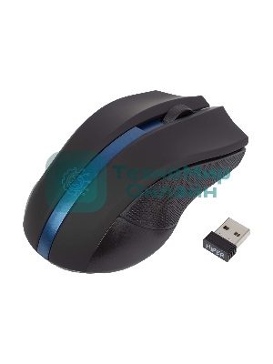Мышь беспроводная HIPER HOMW-074 черный/синий, 1000 dpi, радиоканал, USB, кнопки - 3