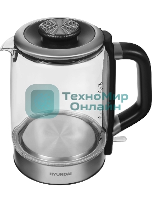 Чайник электрический Hyundai HYK-G5501 1.7 л, 2200 Вт, серебристый/черный