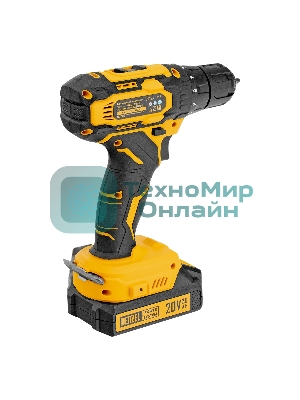 Дрель-шуруповерт Denzel CDQ-20, 20 В, 2 Ач, 40 Нм, щеточный