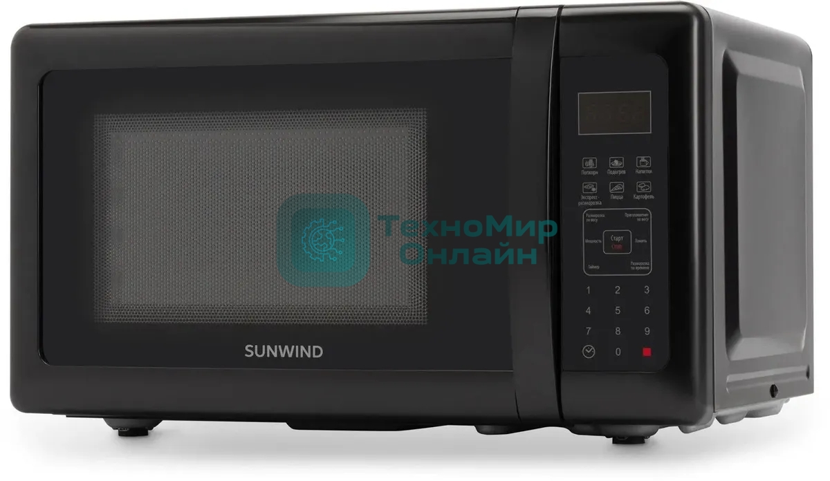 Микроволновая печь SunWind SUN-MW007 черный, 20 л, 700 Вт, переключатели - сенсор