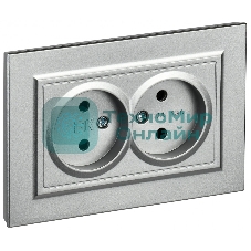 Розетка 2-местная IEK BRITE РС12-2-БрА (BR-R20-10-K47-F) без заземления, без защитных шторок, 10А в сборе, алюминий