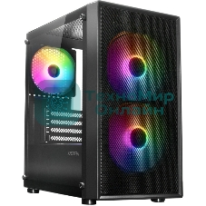 Компьютерный корпус XASTRA A305M 3FRGb Black mATX/Mesh/ tempered glass / 2x140мм + 1x120мм FRGb fans/ A305M-2FC14F-1FC12F