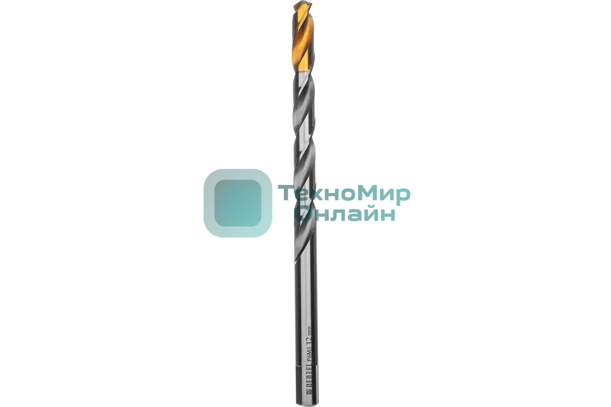 Сверло спиральное по металлу Denzel 12 x 205 мм, Р6М5, Golden Tip, удлиненное