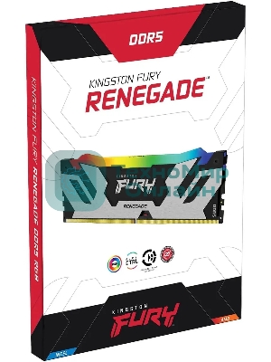 Оперативная память Kingston Fury Renegade, DDR5, 48Gb (1x48Gb), 6000MHz, CL32, DIMM, с радиатором, RGB, cеребристый/черный