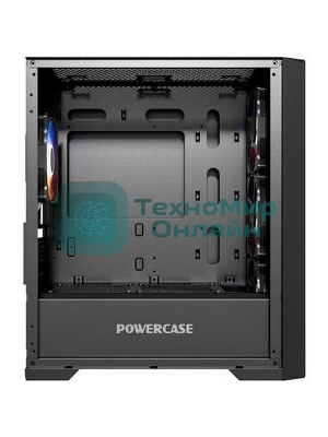 Компьютерный корпус Powercase ByteFlow Micro Black, Tempered Glass, 4х 120мм ARGb fans, ARGb HUB, черный, mATX (CAMBFB-A4)