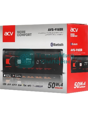 Автомагнитола ACV AVS-918BR, 1 DIN, Bluetooth, USB Type-A, AUX