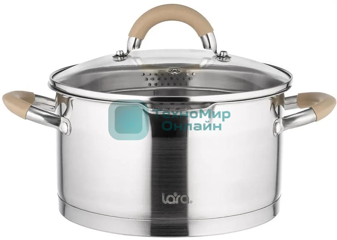 Кастрюля LARA LR02-345 Берлин 7 л 26x14 см нержавеющая сталь, с крышкой
