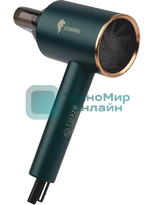 Фен LEONORD LE-1208 зеленый, 1800 Вт, компактный