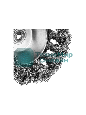 Щетка для дрели Denzel 65 мм, чашка, со шпилькой, нержавеющая крученая проволока