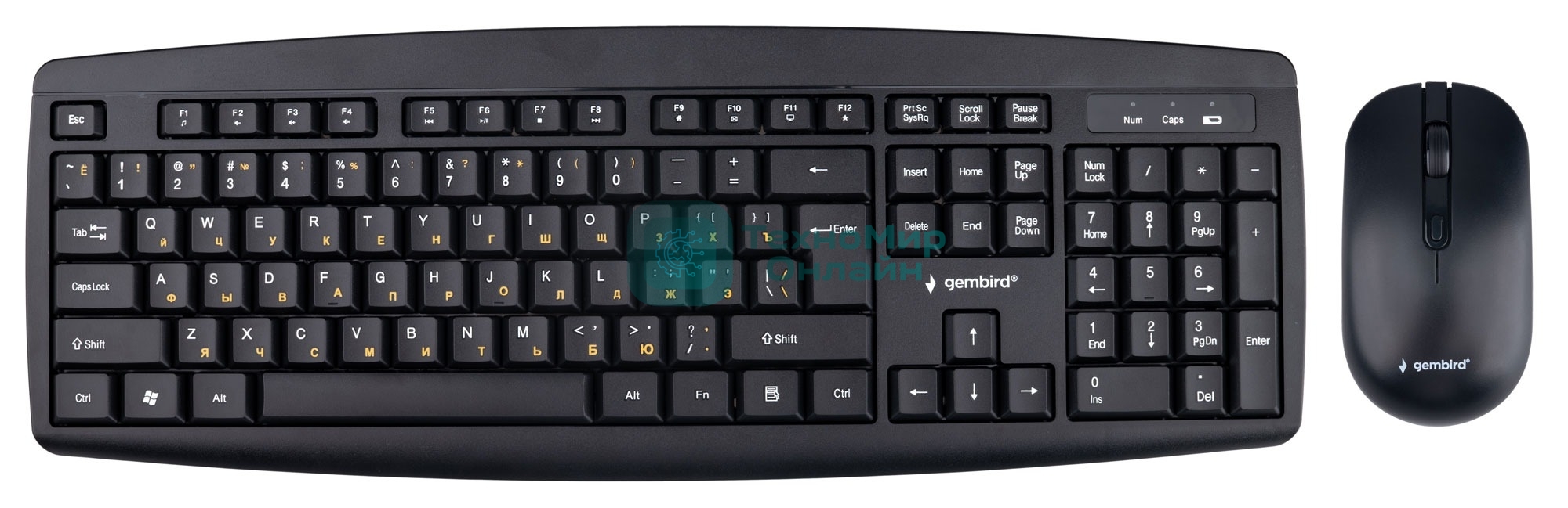 Комплект клавиатура+мышь Gembird KBS-8000 беспроводной, USB, 1600 DPI, чёрный