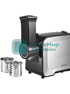 Мясорубка электрическая Centek CT-1604 Комбайн серый, 2200 Вт, 2.2 кг/мин, реверс, защита от перегрузки, насадки - 7