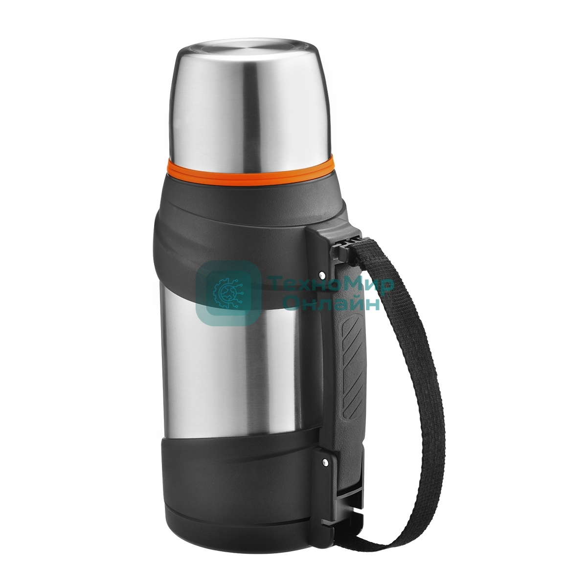 Термос Lara LR04-60 1,3 л, нержавеющая сталь, пищевой нейлон, пластмасса, силикон