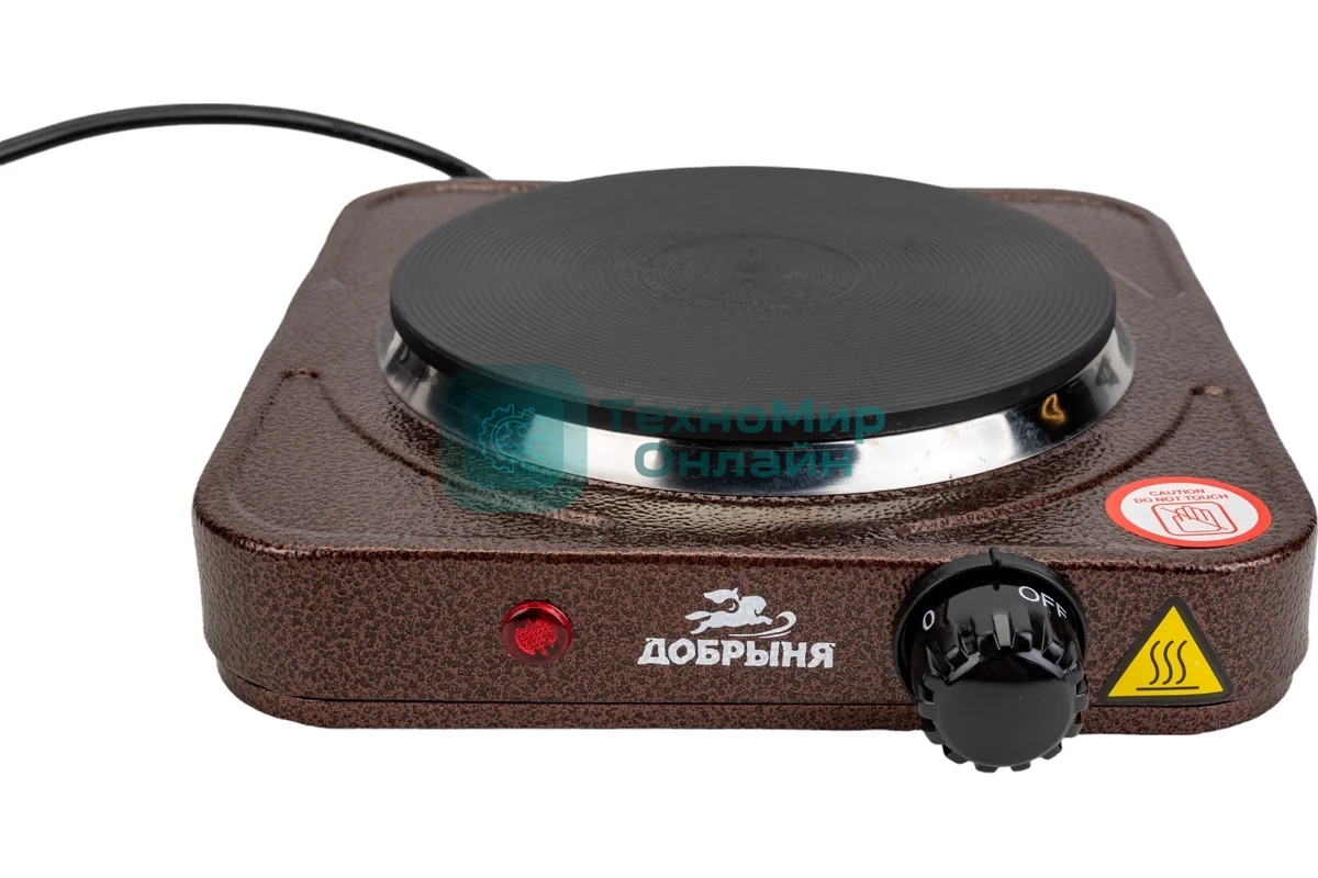 Плитка эл.(1 конф) Добрыня DO-2206 корич.(1000Вт) блин x12, 1000 ВтНапряжение 220 В, 50 Гц5 режимов нагреваДиаметр конфорки: 15 смЗащита от перегреваСветовой индикатор работыРезиновые ножки