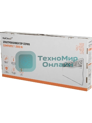 Конвектор электрический Neoclima Comforte T2.5 ЭВНА-2,5/230С2белый, 2500 Вт, 25 м2, термостат