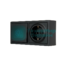 Блок выключатель 1-клав. и розетка 1-местн с заземл. LETO черный бархат горизонталь LEZARD 752-4200-170BAP