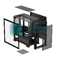 Компьютерный корпус без блока питания PCCooler C3D310 BK, Mesh Mid Tower, Black, TG, 0.6 SPCC, no fans mATX, mITX 165/350/200мм 3x2.5