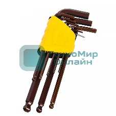 Ключ Deli Набор шестигранных ключей с шаром удлиненных Deli DL230709G 9 шт S2, размеры 1,5,2,2,5,3,4,5,6,8,10мм, пластиковый держатель