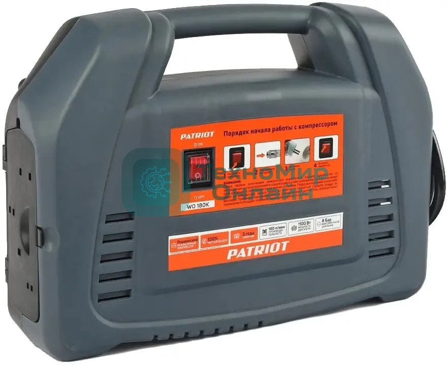 Компрессор поршневой Patriot WO 180K безмасляный 180л/мин 1100Вт синий/черный