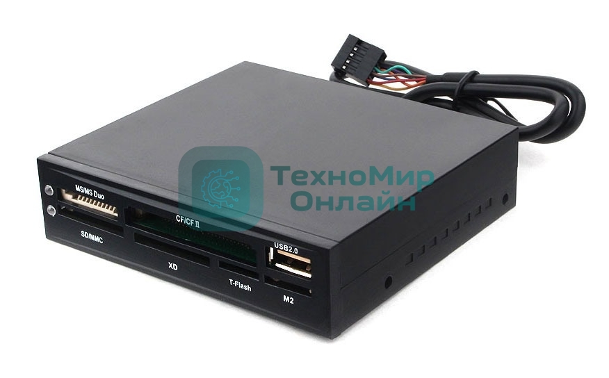 Кард-ридер Gembird FDI2-ALLIN1-02-B/черный/SD/T-Flash/Micro-SD/Micro-SDHC/Micro-SDXC/USB 2.0/метал