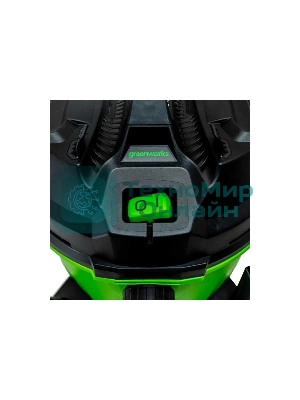 Строительный пылесос GreenWorks G120WDV (4701207) зеленый, 1300 Вт, уборка сухая/влажная, пылесборник контейнер, 34 л