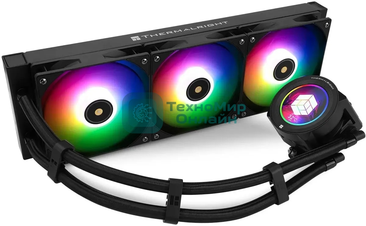 Система жидкостного охлаждения Thermalright Core Vision 360 ARGb Soc-AM5/AM4/1200/1700/1851 черный 4-pin 28.1dB Al LCD Ret (C-VISION-360-BL-ARGb)