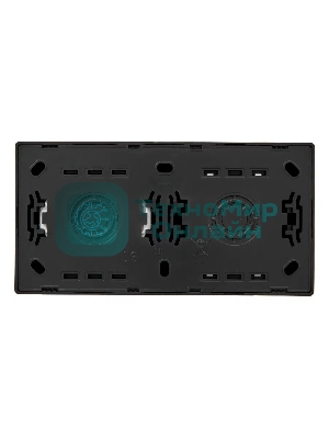 Блок выключатель 1-клав. и розетка 1-местн с заземл. LETO черный бархат горизонталь LEZARD 752-4200-170BAP