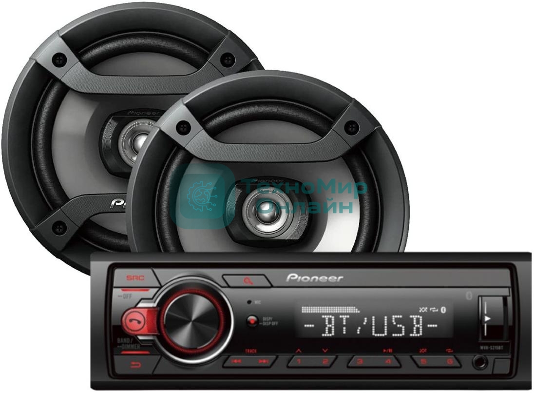 Автомагнитола Pioneer MXT-S216BT, 1 DIN, Bluetooth, USB Type-A, AUX