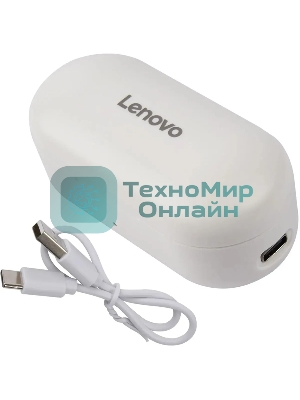 Гарнитура беспроводная LENOVO HT28, Bluetooth, вкладыши, белый