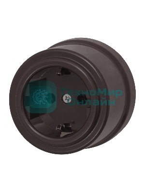 Розетка Bironi B1-101-22 1-м ОП Лизетта, 16А IP20, ретро с заземлением, ABS-пластик, коричневый