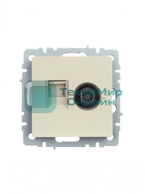 Розетка телевизионная двойная TV+RJ45 IEK BRITE РТВ/РК12-БрКр кат.5E бежевый